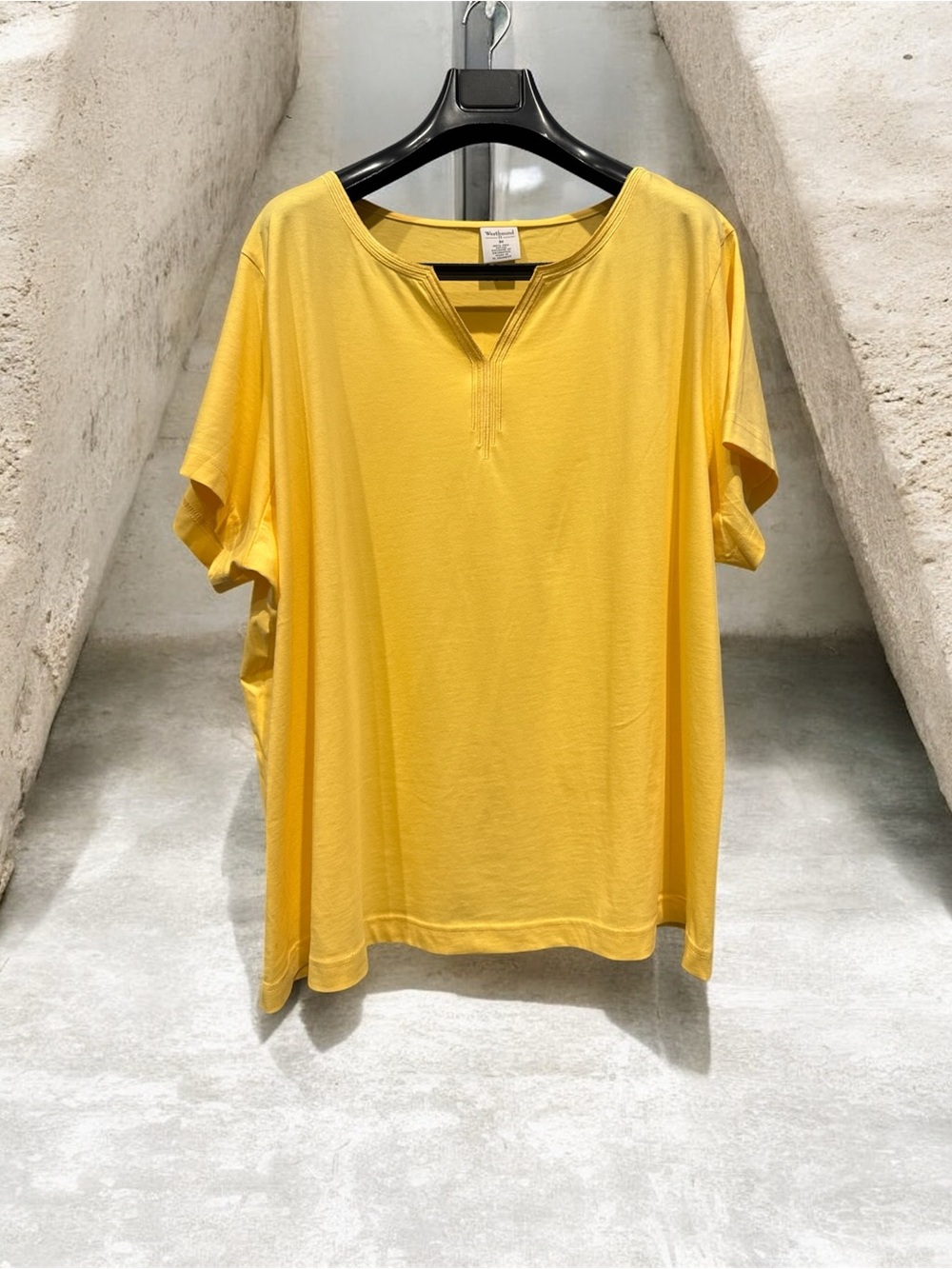 Westbound Short-Sleeve Split-Neck T-Shirt in Yellow
